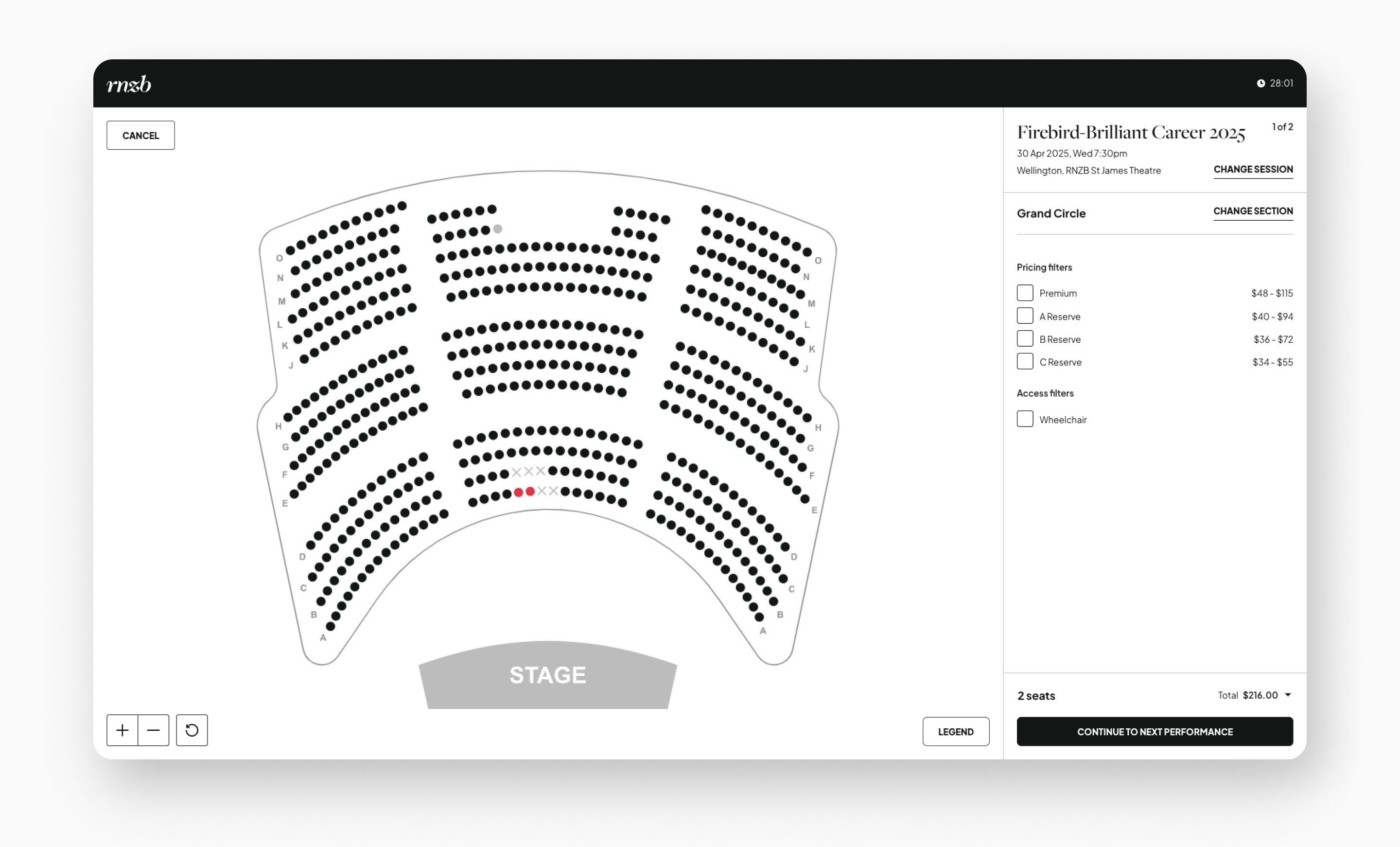 RNZB Seat Map for Desktop