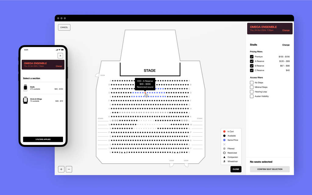 Select your own seat interface